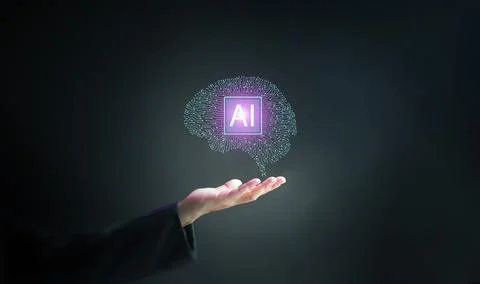 Futuristic concept of artificial intelligence technology, digital brain hol.. Stock Photos