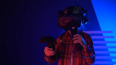 Futuristic concept: Close up girl using augmented reality equipment Stock Footage 124360065