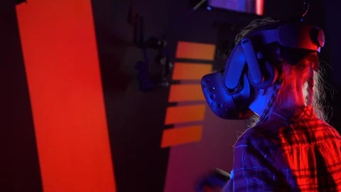 Futuristic concept: Close up girl using augmented reality equipment Stock Footage 124360514