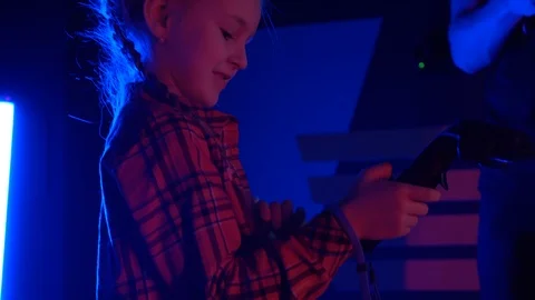 Futuristic concept: Close up girl using augmented reality equipment Stock Footage 124367929