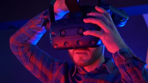 Futuristic concept: Close up man using augmented reality equipment. Stock Footage 124361175