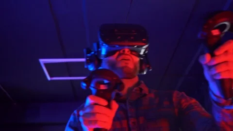 Futuristic concept: Close up man using augmented reality equipment. Stock Footage 124362981
