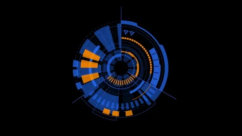 Futuristic concept of elements circle rotation on black background Stock Footage 128697518