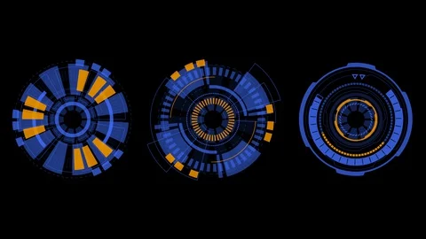 Futuristic concept of elements circle rotation on black background Stock Footage 128697631