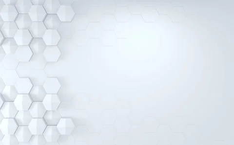 Futuristic concept hexagon white abstract showcase. 3D rendering Stock Illustration