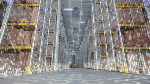 Futuristic concept of a modern warehouse. Visualization of a modern warehouse 库存影片 237696363