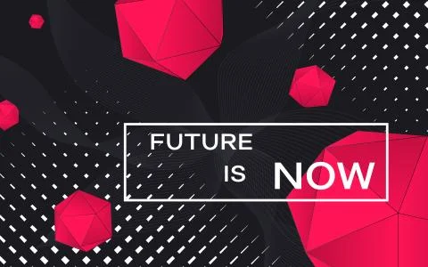 Futuristic concept with red 3d shapes. Future is now banner Stock-Illustration