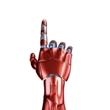 Futuristic Concept of a robotic mechanical arm matte chrome . Red-blue color Stock Illustration