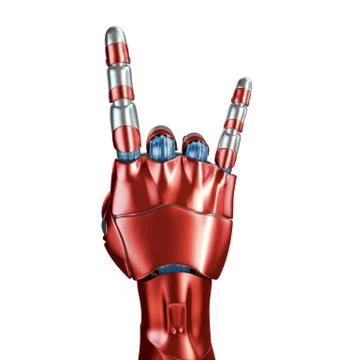 Futuristic Concept of a robotic mechanical arm matte chrome . Red-blue color Stock Illustration