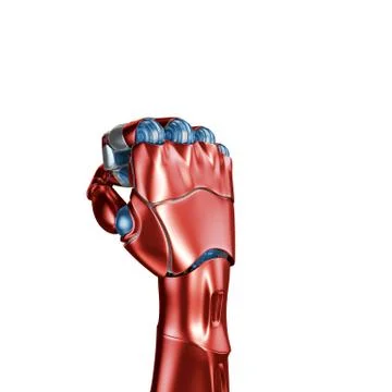 Futuristic Concept of a robotic mechanical arm matte chrome . Red-blue color Stock Illustration