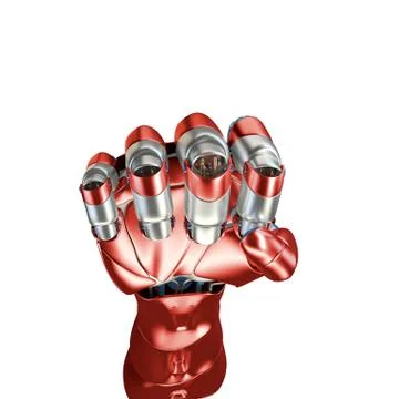 Futuristic Concept of a robotic mechanical arm matte chrome . Red-blue color Stock Illustration