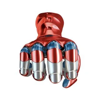 Futuristic Concept of a robotic mechanical arm matte chrome . Red-blue color Stock Illustration