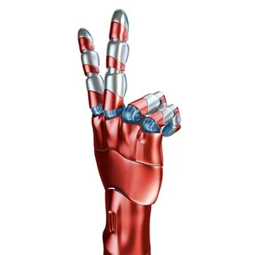 Futuristic Concept of a robotic mechanical arm matte chrome . Red-blue color イラスト素材