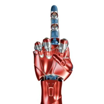 Futuristic Concept of a robotic mechanical arm matte chrome . Red-blue color イラスト素材