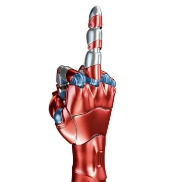 Futuristic Concept of a robotic mechanical arm matte chrome . Red-blue color Illustrazione stock