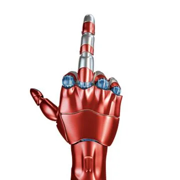 Futuristic Concept of a robotic mechanical arm matte chrome . Red-blue color Illustrazione stock