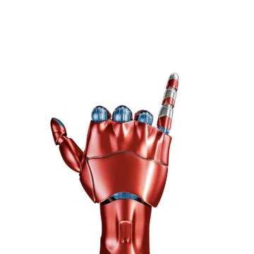 Futuristic Concept of a robotic mechanical arm matte chrome . Red-blue color イラスト素材