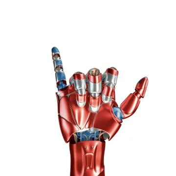 Futuristic Concept of a robotic mechanical arm matte chrome . Red-blue color Illustrazione stock