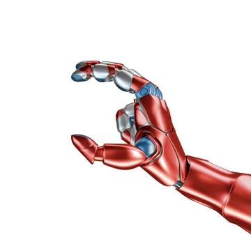 Futuristic Concept of a robotic mechanical arm matte chrome . Red-blue color Stock Illustration
