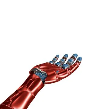 Futuristic Concept of a robotic mechanical arm matte chrome . Red-blue color Stock Illustration