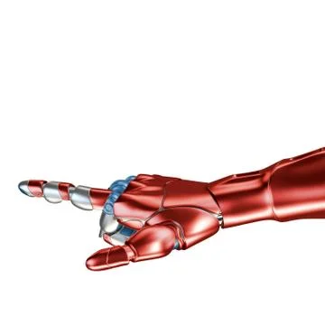 Futuristic Concept of a robotic mechanical arm matte chrome . Red-blue color Stock Illustration