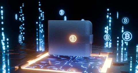 Futuristic concept of spending money with a digital wallet Stock Footage 258317112