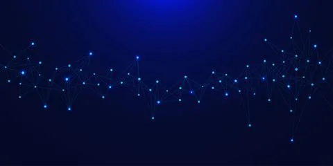 Futuristic connecting points and waves Stock Illustration