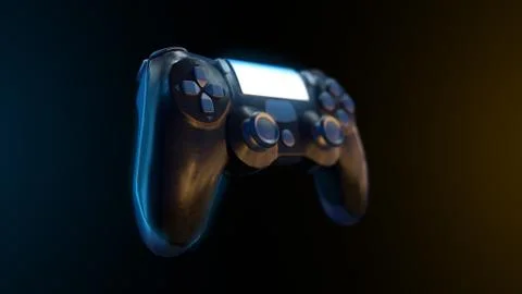 Futuristic console gamepad on black background. 3d render of gaming controller Stock Illustration