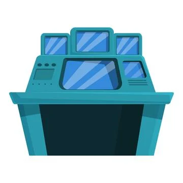 Futuristic control panel showing data on multiple screens Illustrazione stock