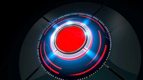 Futuristic core generating energy with a red button Stock Illustration