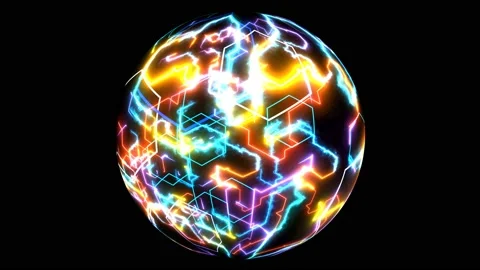 Futuristic core layers digital big data powerful  processing colorful energy Stock Footage 141895678