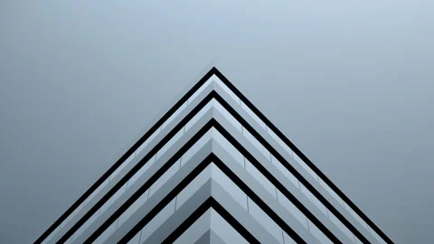 Futuristic corner design building,industrial windows,animation. 3D render Stock Footage 337048418