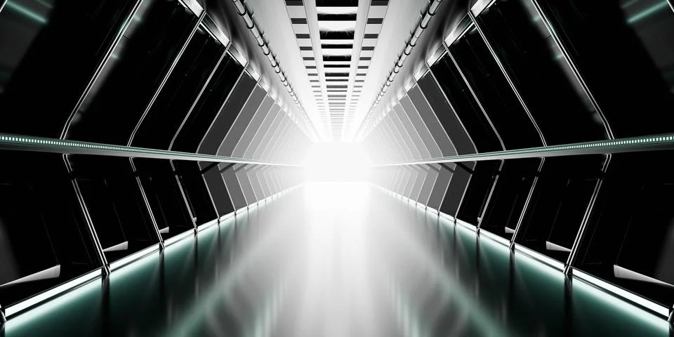 Futuristic corridor with bright light Stock Illustration
