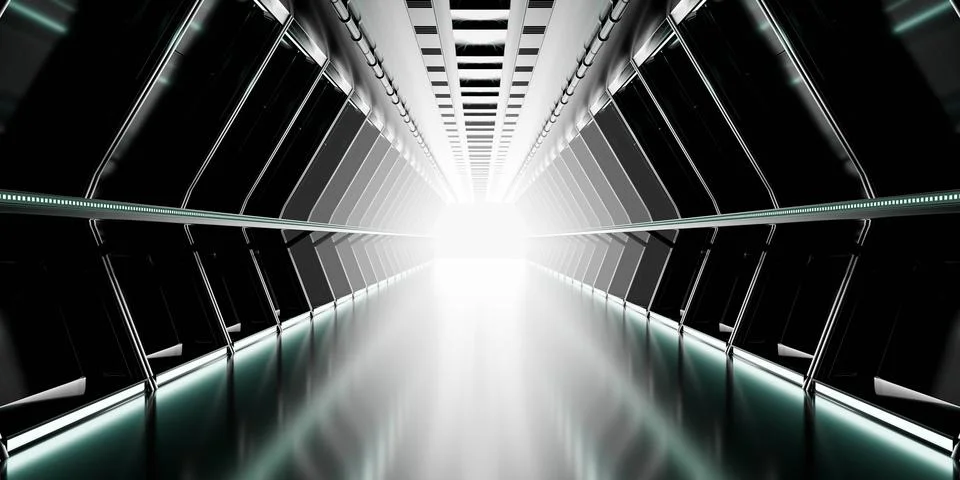 Futuristic corridor with bright light Stock Illustration