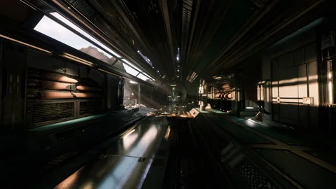 Futuristic corridor with dynamic lighting and sci fi elements Stock Footage 304466710