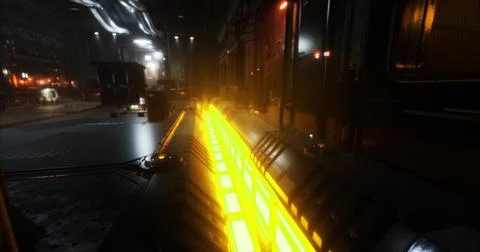 Futuristic corridor with glowing lights in a high tech facility Stock Illustration