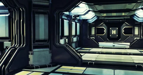 Futuristic corridor in a high tech facility with illuminated walls and floors 库存影片 313435807