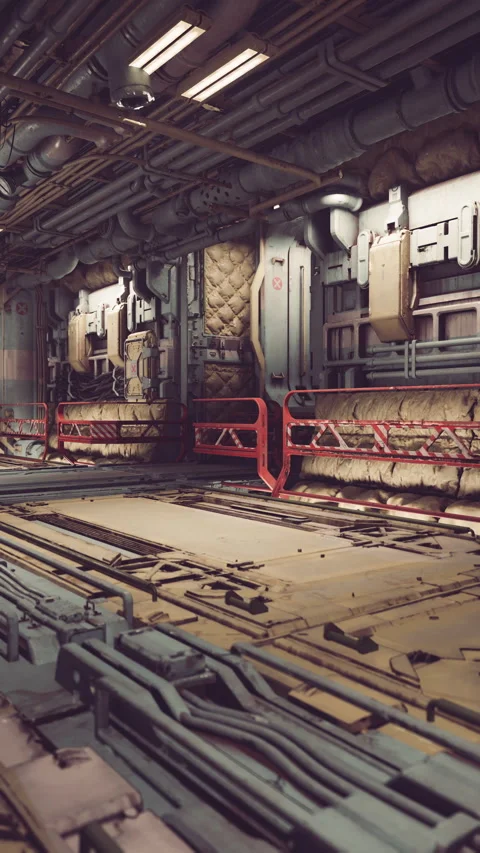 Futuristic corridor in a high tech facility showcasing advanced design elements Stock Footage 347189404