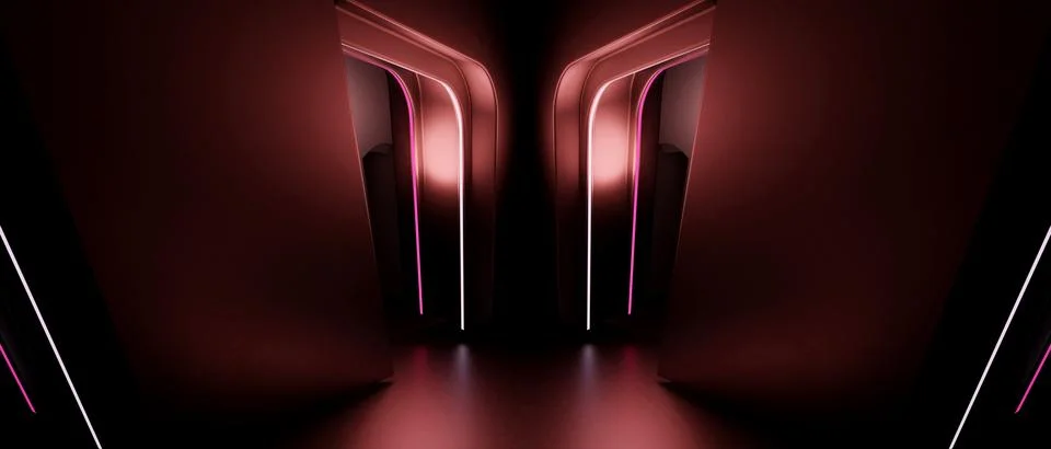 Futuristic Corridor Neon-Lit Sci-Fi Interior 库存插图