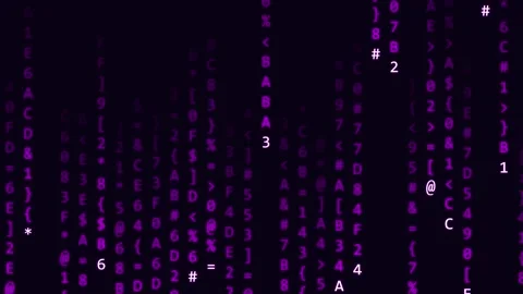 Futuristic Cosmic Violet Matrix Rain Background Loop for Video Stock Footage 340274048