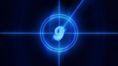 Futuristic Countdown Graphic with Number 9 Illustrazione stock