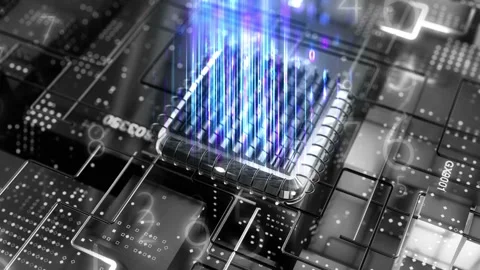 Futuristic CPU big data process data transfer video Stock Footage 226942794