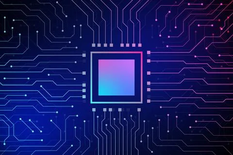 Futuristic CPU Chip and Circuit Board Background Illustrazione stock
