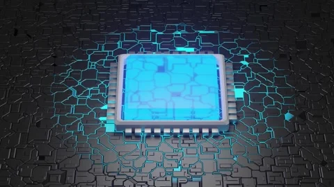 Futuristic CPU Chip. SciFi Circuit Board Technology Animation. 4K Stock Footage 314732394