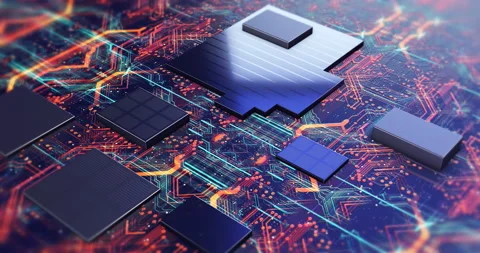 Futuristic CPU GPU Circuit Board. Data Transferring In Progress. Stock Footage 191281562