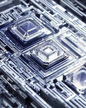 Futuristic CPU microchip Stock Photos
