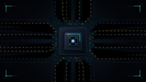 Futuristic cpu processor chip glowing with digital data flow and cybernetic.. Stock Footage 337566580