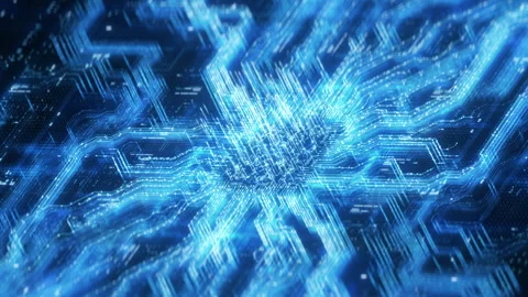Futuristic Cpu Processor on Motherboard Background with Cyber Signal Stock Footage 340341255