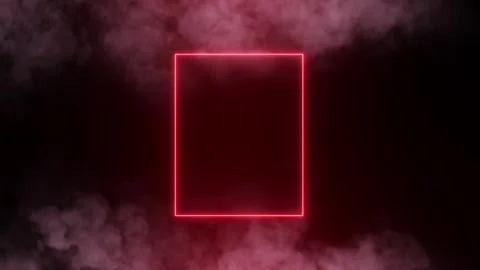 Futuristic Crimson Neon Frame in Dark Smoky Atmosphere Stock Footage 342627714
