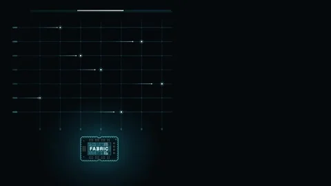 Futuristic Crossbar Switch Animation Featuring FABRIC in Chip Font with a Dark B Stock Footage 340534241